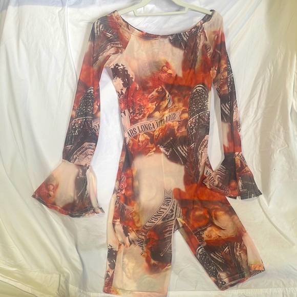 Western Pattern Sheer Romper - Picture 1 of 5